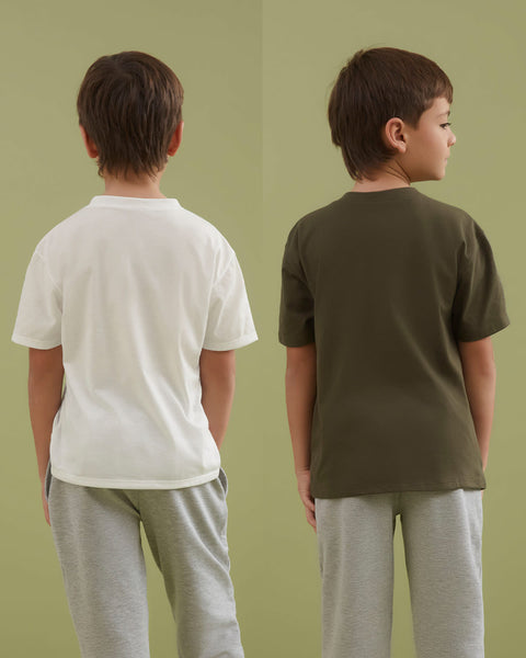 Paquete X2 camisetas manga corta infantiles#color_s02-marfil-y-verde