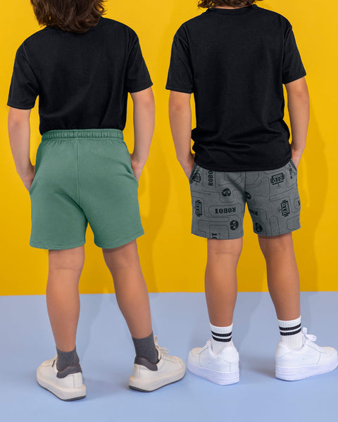 Paquete x 2 bermudas cortas para niño#color_s01-verde-y-negro