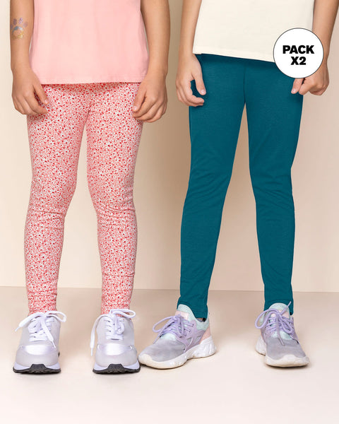 Paquete x 2 leggings para niña#color_984-rosa-estampado-azul