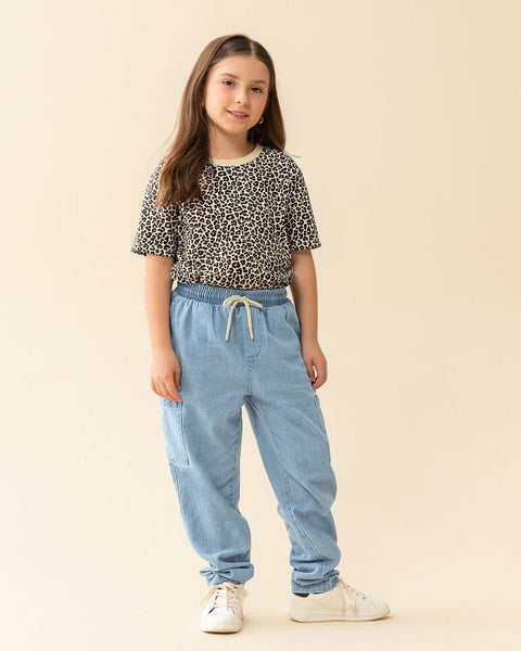 Camiseta estampada manga corta para niña#color_145-animal-print
