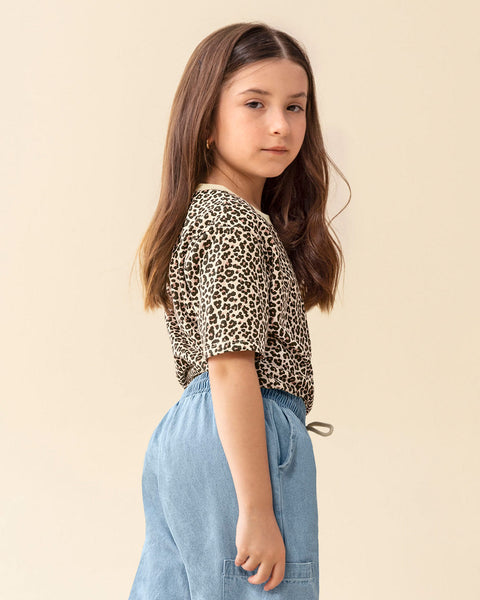 Camiseta estampada manga corta para niña#color_145-animal-print