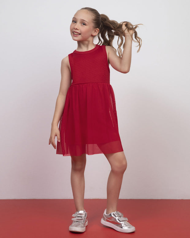 Vestido corto con falda en tul