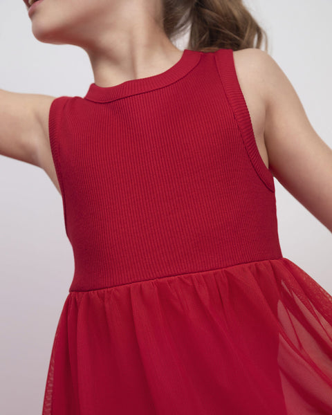 Vestido corto con falda en tul#color_136-rojo