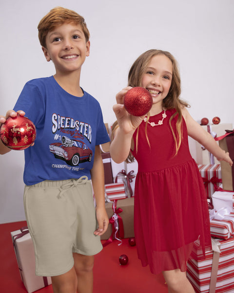 Vestido corto con falda en tul#color_136-rojo