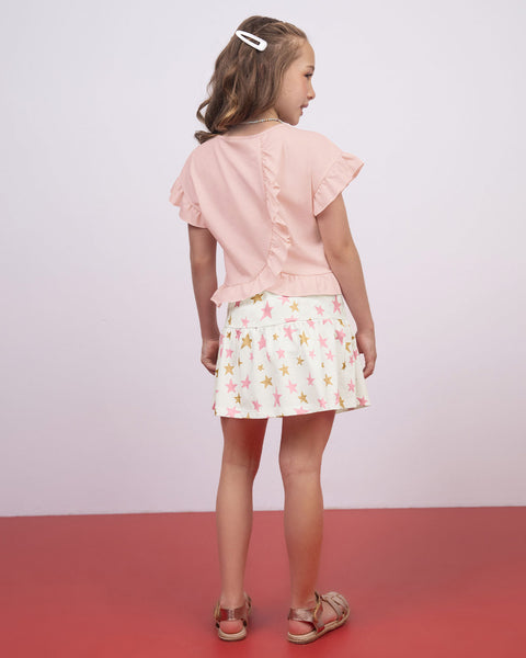 Conjunto: Camiseta manga corta y falda para niña#color_s01-rosado-y-estampado