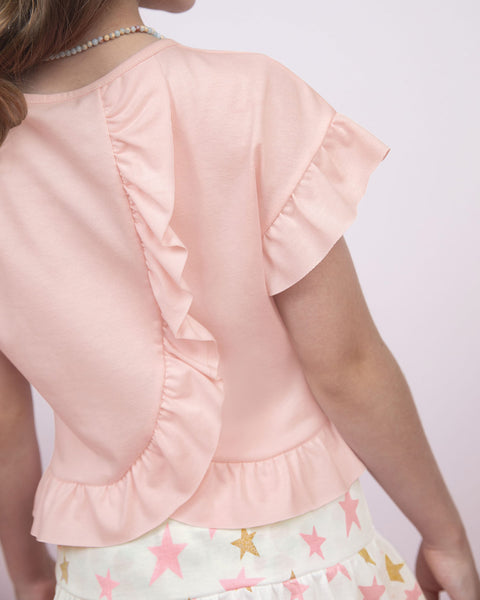 Conjunto: Camiseta manga corta y falda para niña#color_s01-rosado-y-estampado