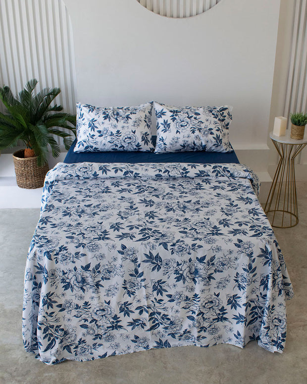 Juego de sábanas cama doble La Mia Stanza#color_547-azul-oscuro-estampado