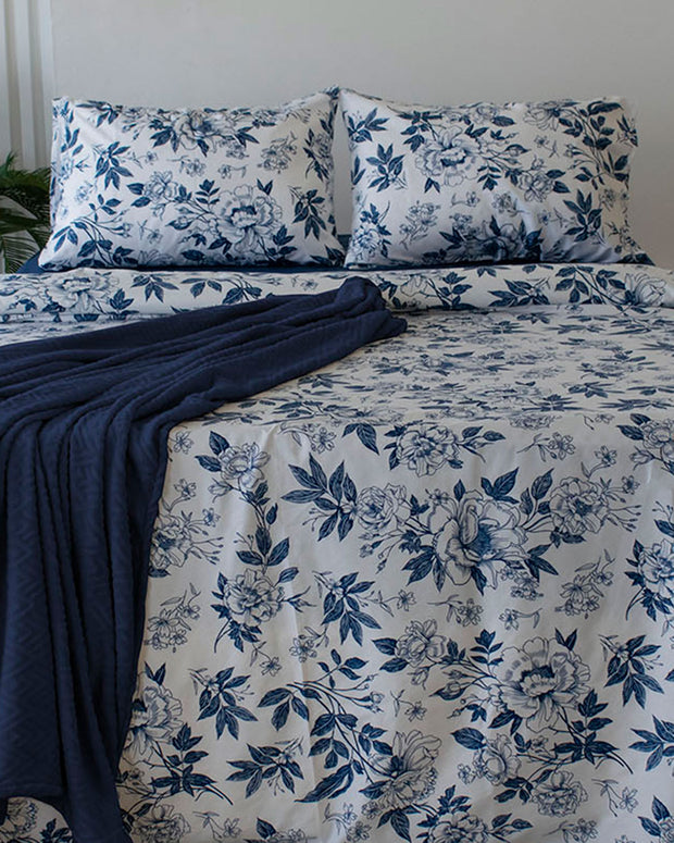 Juego de sábanas cama doble La Mia Stanza#color_547-azul-oscuro-estampado