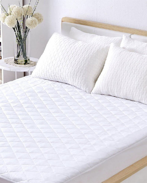 Protector de colchón acolchado ajustable doble#color_000-blanco