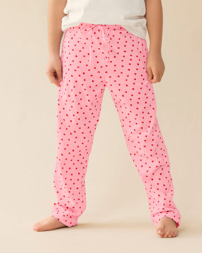 Pantalón largo con elástico en cintura y tira no funcional#color_301-rosado-estampado-corazones