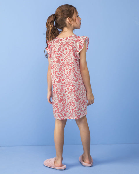 Batola corta con boleros en mangas para niña#color_279-estampado-coral
