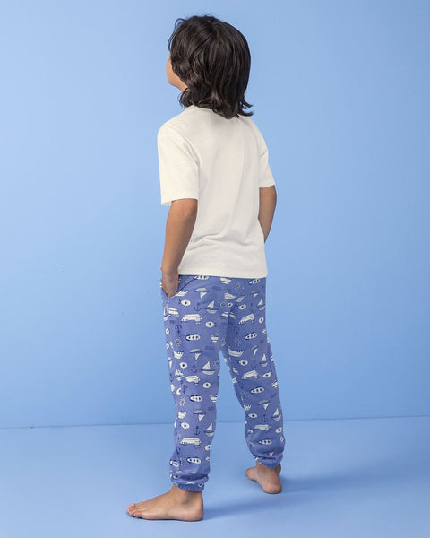Pijama para niño con camiseta y jogger#color_s01-blanco-azul-est