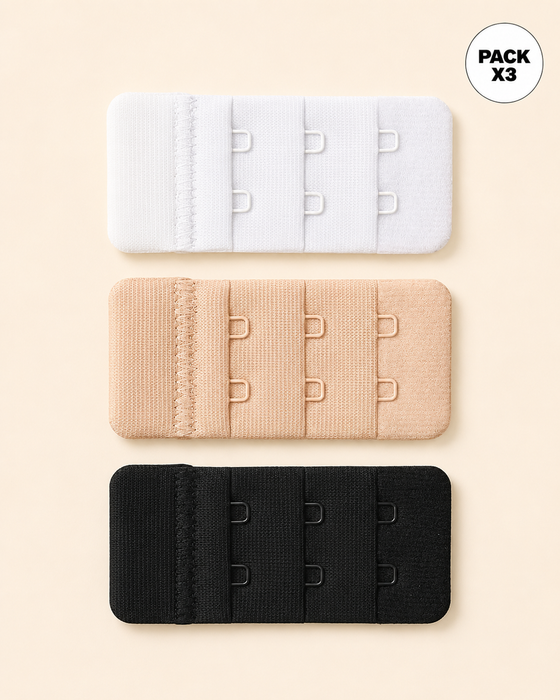 Paquete por 3 broches extensores ajusta tu brasier favorito a tu espalda#color_999-blanco-negro-cafe-claro