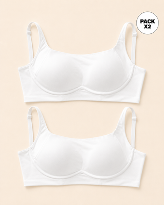 Paquete x2 brasieres sin arco ultracómodo de alto soporte y cubrimiento everyday bra#color_000-blanco