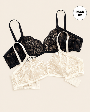 Paquete x 2 bralettes desestructurados y ligeros#color_s01-perla-negro