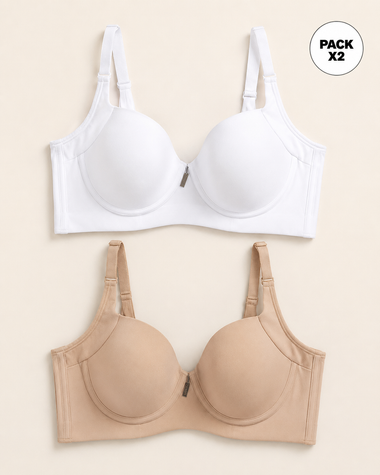 Cover bra paquete x2: brasier de realce suave y cubrimiento alto#color_s01-blanco-cafe-claro