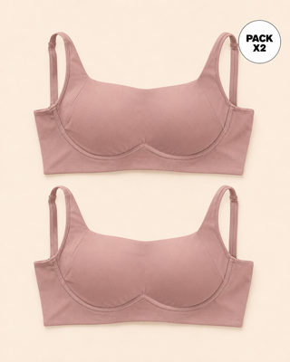Paquete x2 brasieres sin arco ultracómodo de alto soporte y cubrimiento everyday bra#color_281-palo-de-rosa