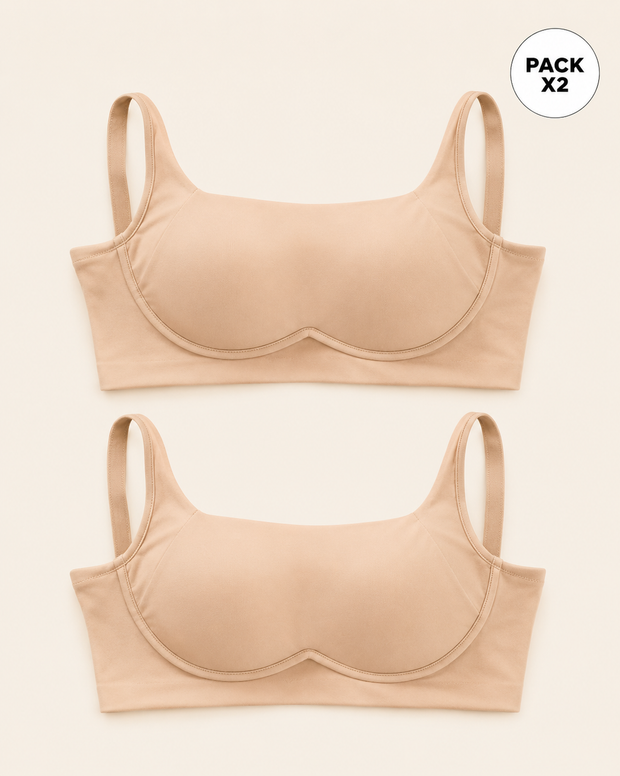 Paquete x2 brasieres sin arco ultracómodo de alto soporte y cubrimiento everyday bra