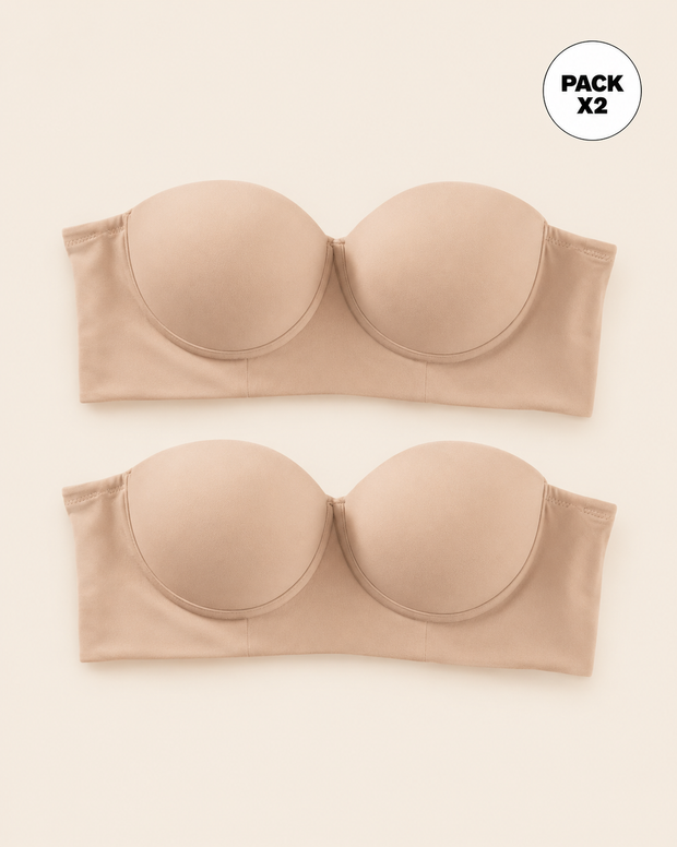 Paquete x2 strapless bustier 360° de perfección