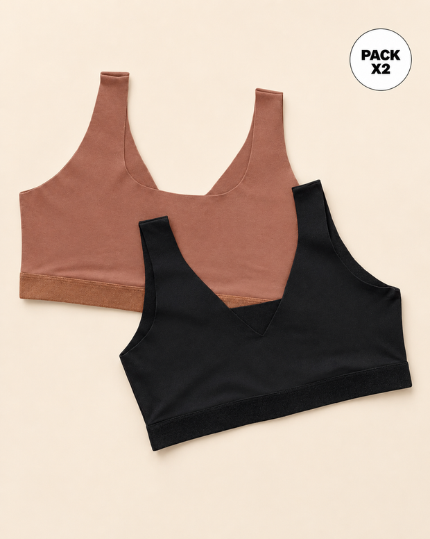 Paquete x 2 tops invisibles doble escote