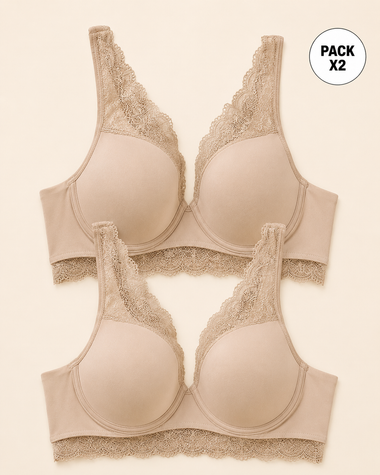 Paquete x2 brasieres de gran cubrimiento: deep coverage bra#color_802-cafe-claro