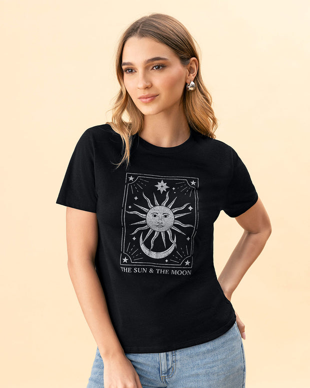 Camiseta en algodón manga corta con estampado localizado