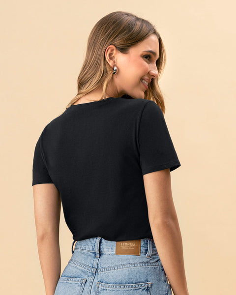 Camiseta en algodón manga corta con estampado localizado#color_700-negro