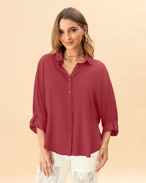 Blusa manga larga abotonable con charreteras en mangas#color_411-malva
