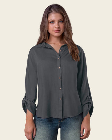 Blusa manga larga abotonable con charreteras en mangas#color_c13-gris-oscuro
