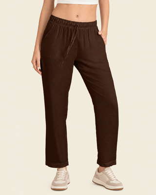 Pantalón exterior con resorte en cintura#color_c23-cafe-chocolate