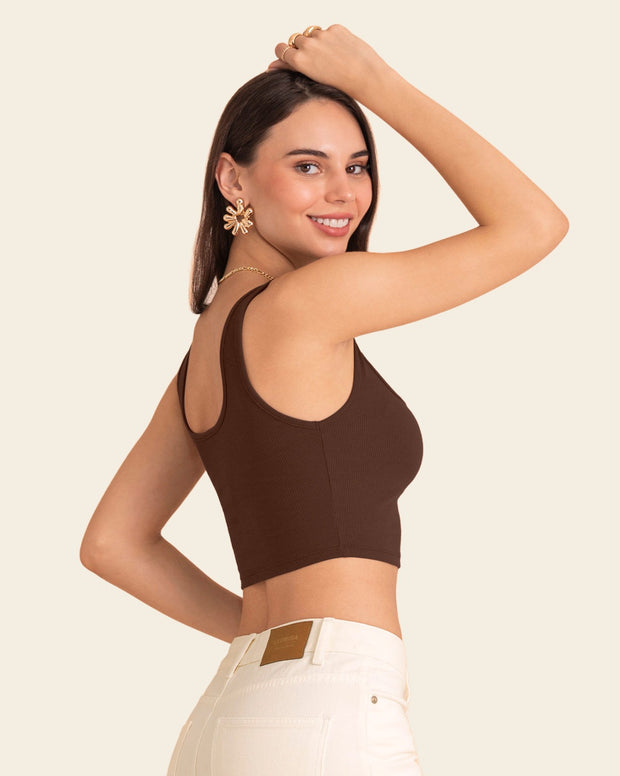 Camiseta manga sisa crop top en tejido acanalado