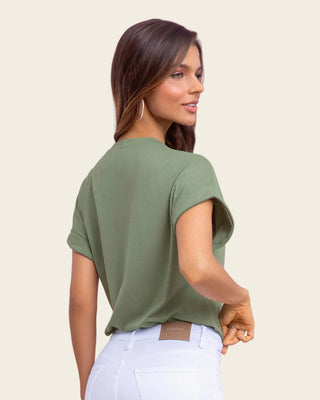 Camiseta con cuello redondo#color_c45-verde