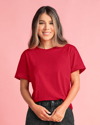 Camiseta básica manga corta con estampado#color_c36-rojo