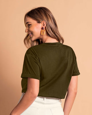 Camiseta básica manga corta con estampado#color_c46-verde-militar