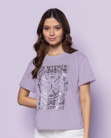 Camiseta básica manga corta con estampado#color_c51-lila