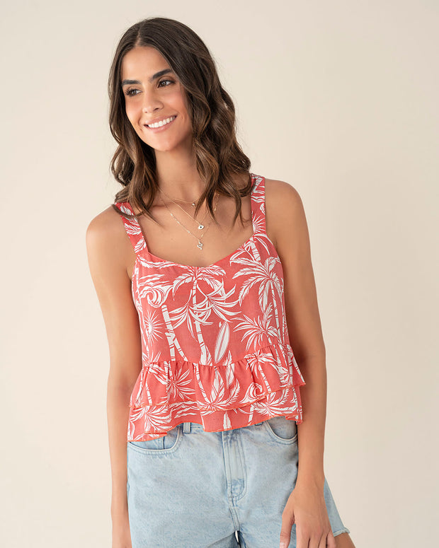 Blusa de tiritas con escote en V y boleros en ruedo