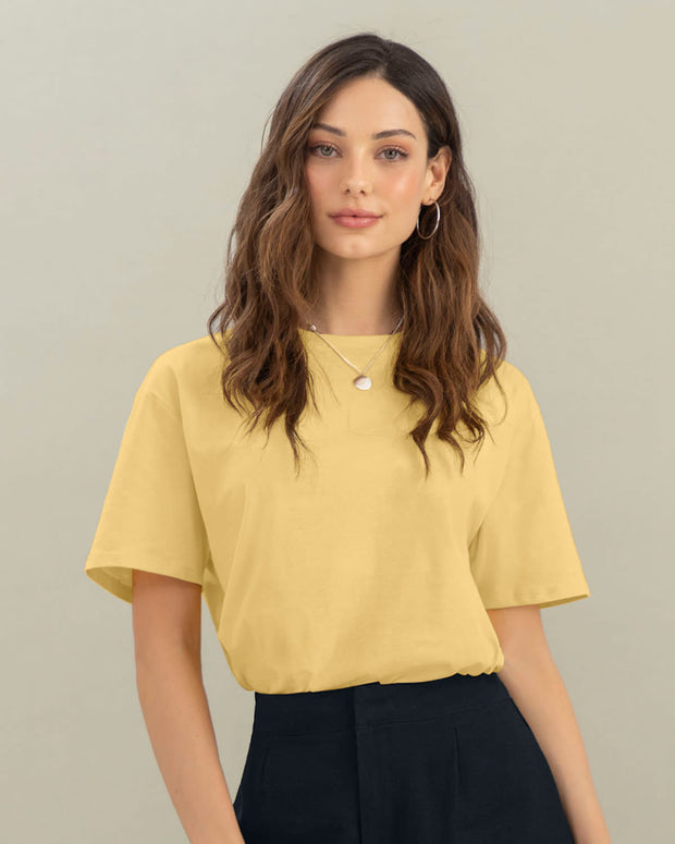 Camiseta manga corta estampada con cuello redondo en rib