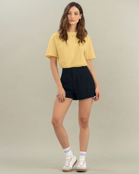 Camiseta manga corta estampada con cuello redondo en rib#color_160-amarillo