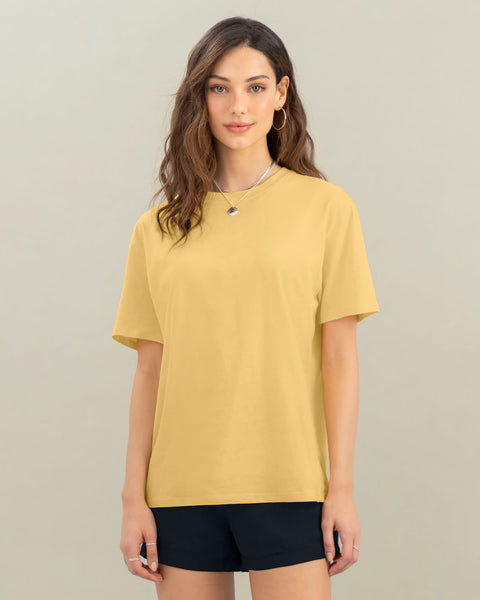 Camiseta manga corta estampada con cuello redondo en rib#color_160-amarillo