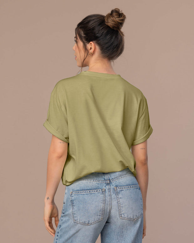 Camiseta manga corta estampada con cuello redondo en rib#color_198-verde