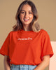Camiseta manga corta estampada con cuello redondo en rib#color_203-naranja-oscuro