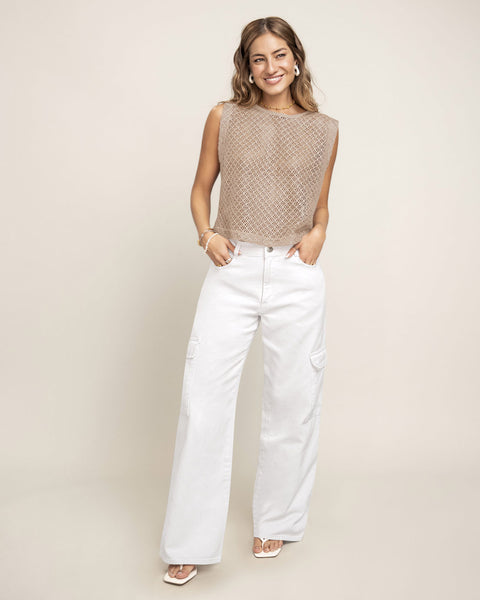 Jean bota ancha con bolsillos laterales funcionales#color_000-blanco