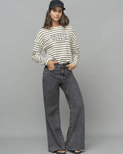 Pantalón tiro alto bota recta con bolsillo tipo cargo#color_092-gris-oscuro
