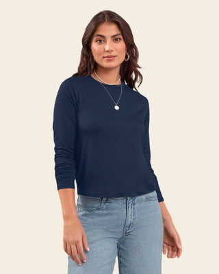 Camiseta manga larga básica en tejido de punto#color_540-azul-naval