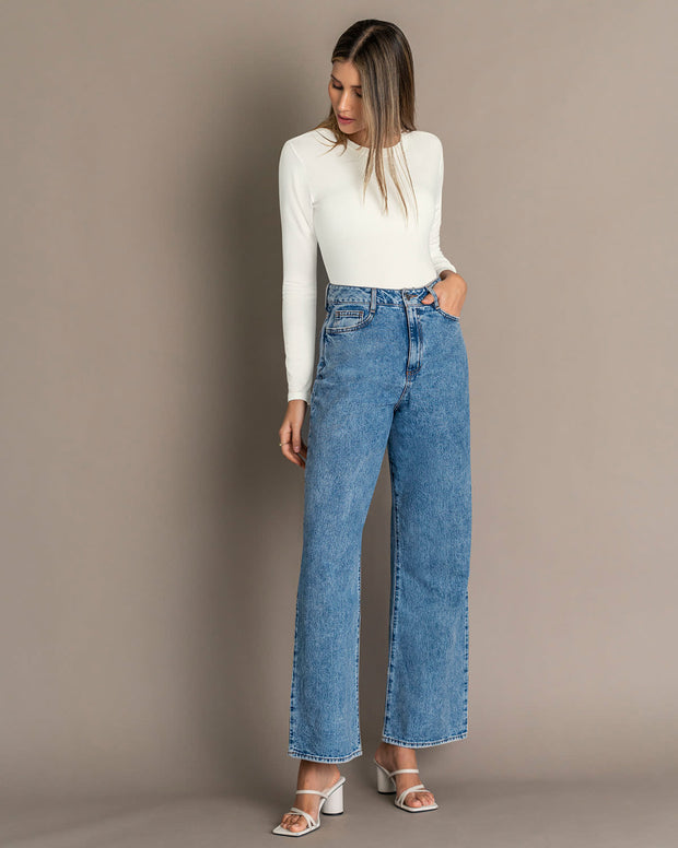 Camiseta manga larga con puños y cuello redondo