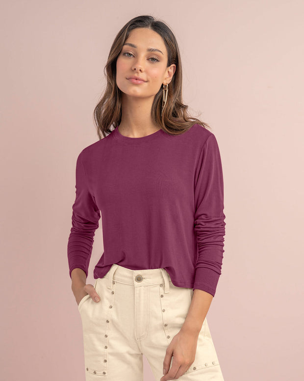 Camiseta manga larga silueta crop