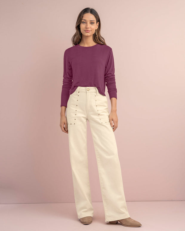 Camiseta manga larga silueta crop