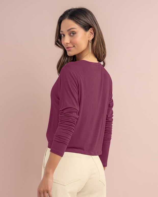 Camiseta manga larga silueta crop