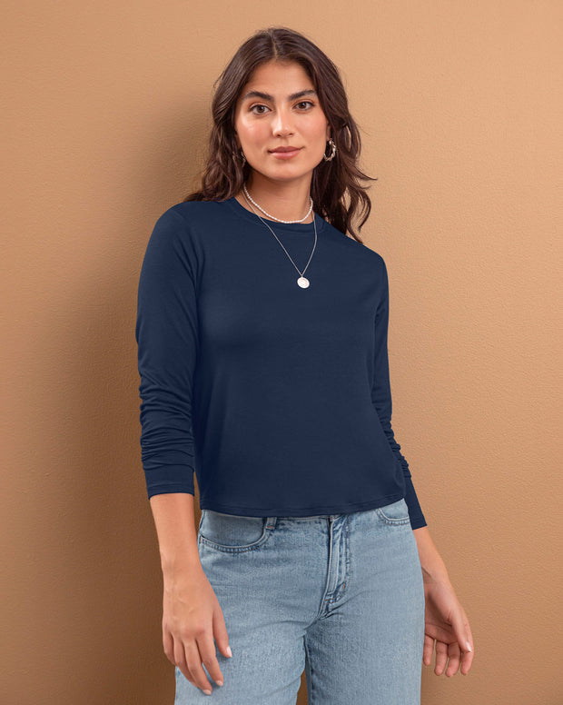 Camiseta manga larga silueta crop