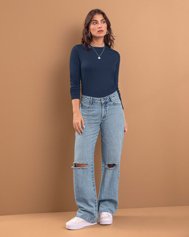 Camiseta manga larga silueta crop